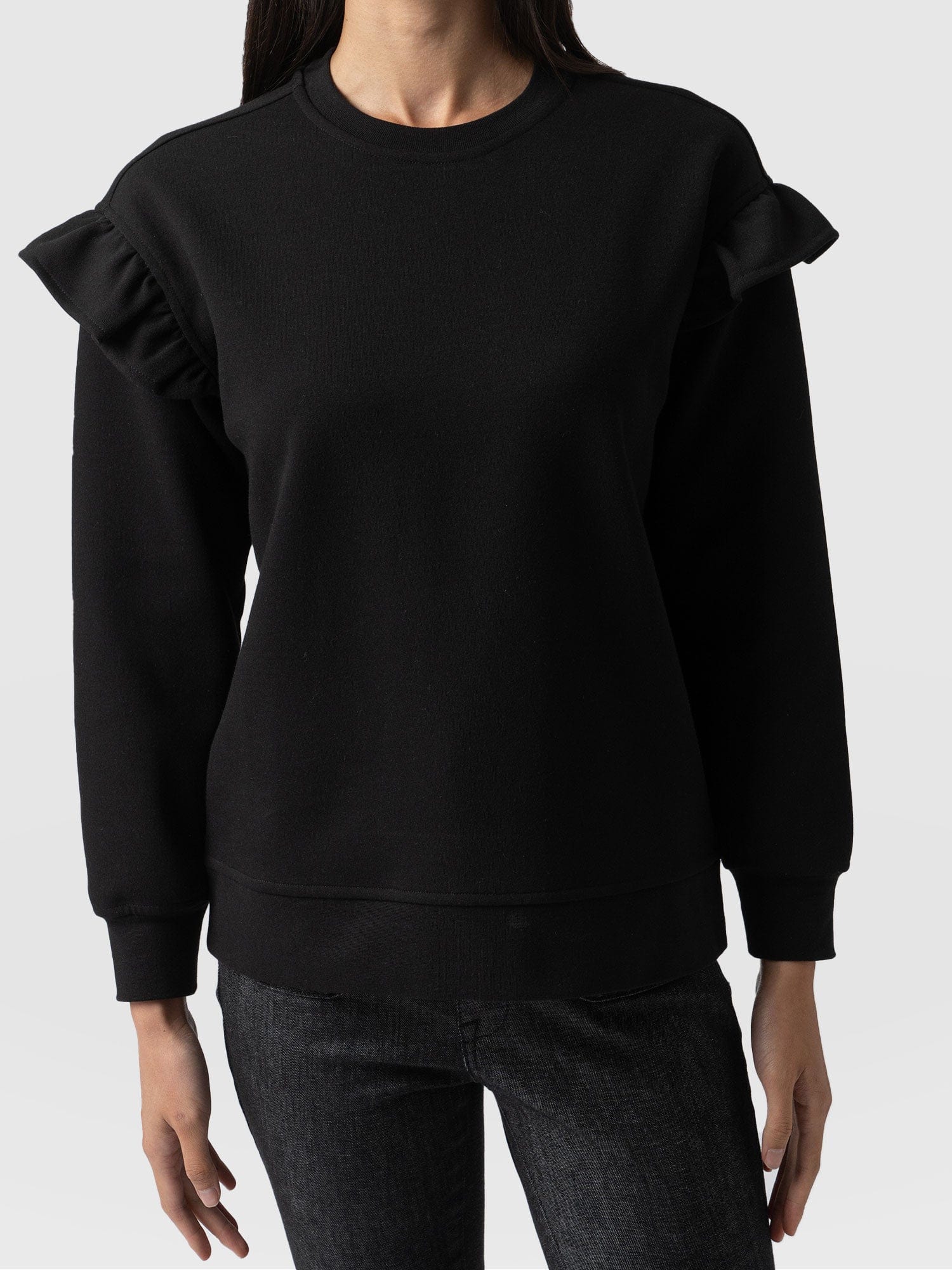 Bea Frill Sweater Black - Women's Sweaters | Saint + Sofia® EU
